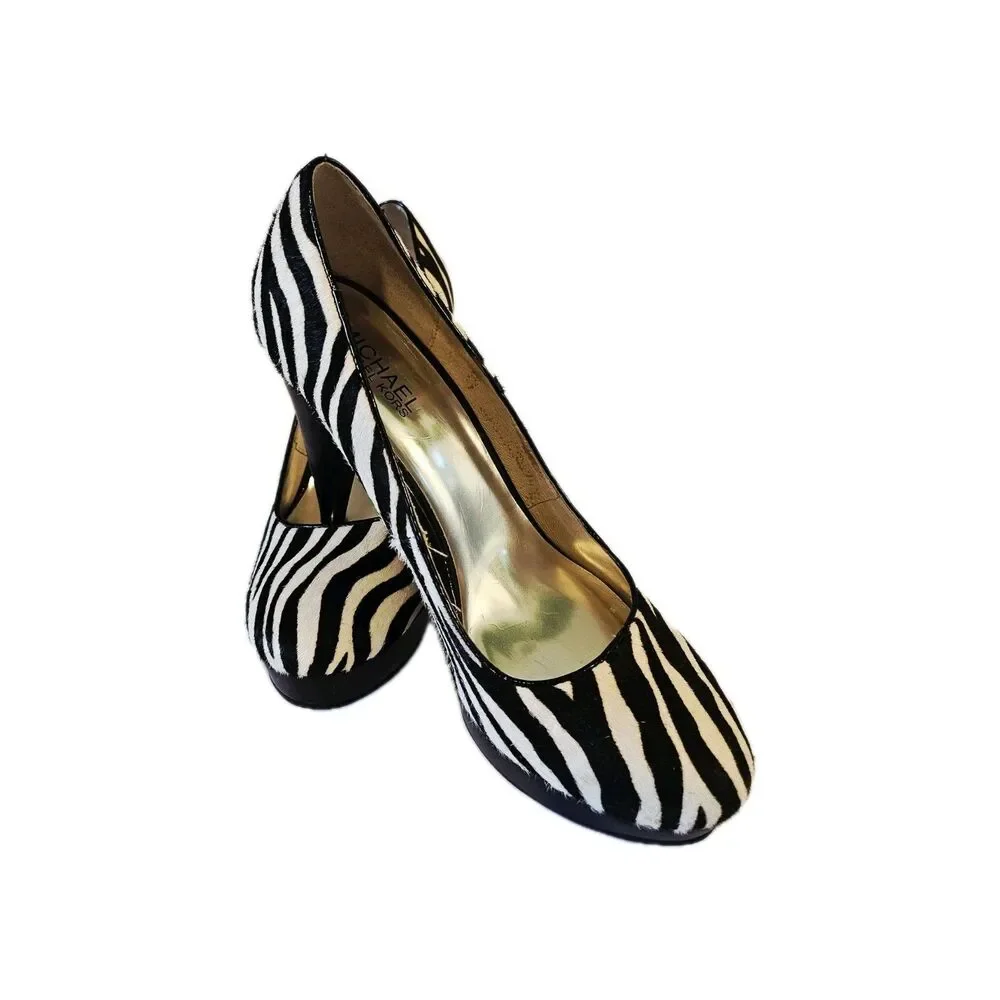 Michael Kors Size 7.5 Zebra Print Platform Heels